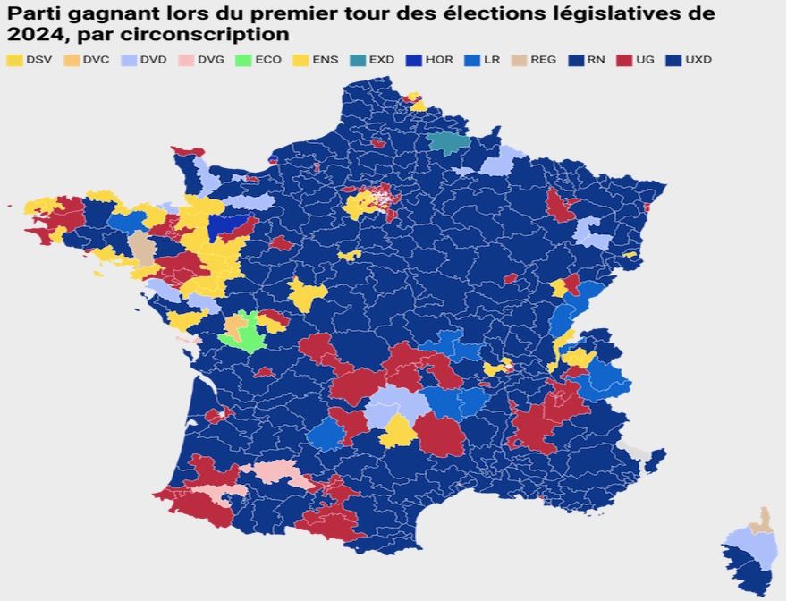 ÉLECTIONS LÉGISLATIVES 2024 EN FRANCE : LE RN EN TÊTE AU PREMIER TOUR