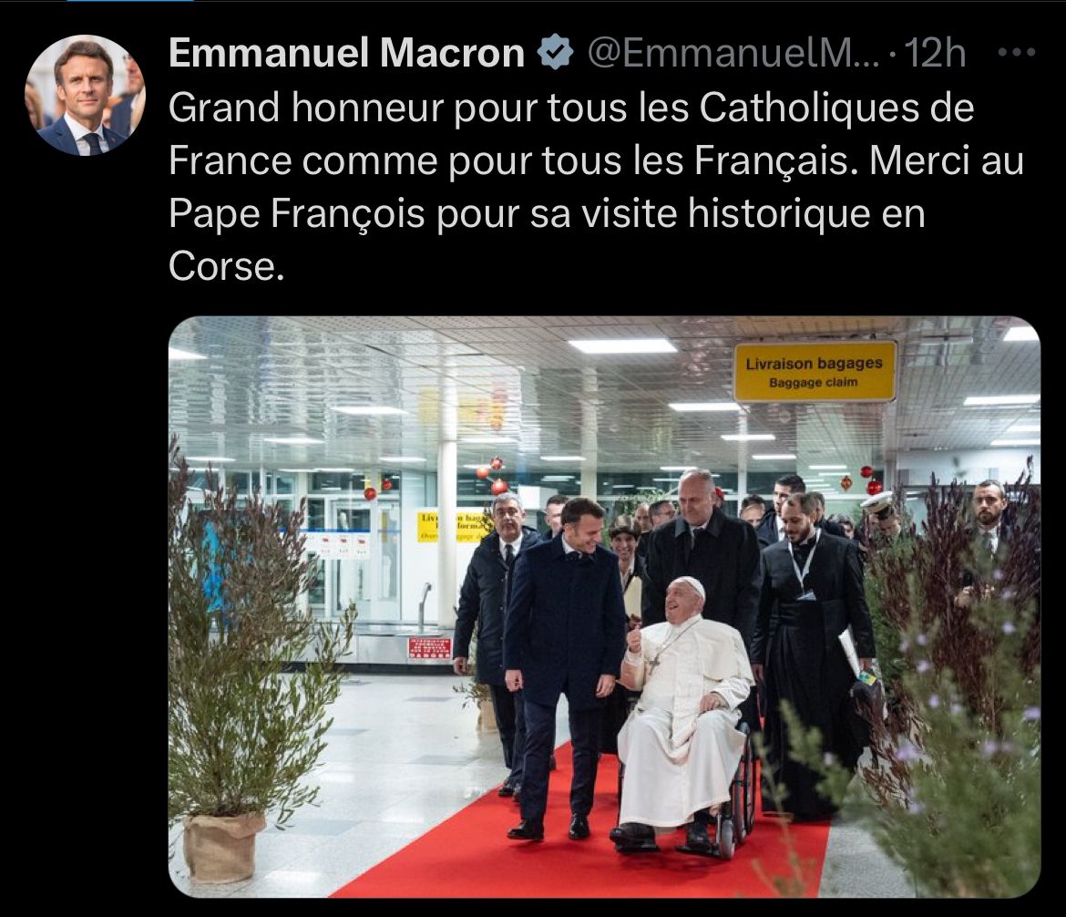 LE PAPE FRANÇOIS SE REND POUR LA PREMIÈRE FOIS EN CORSE FRANÇAISE